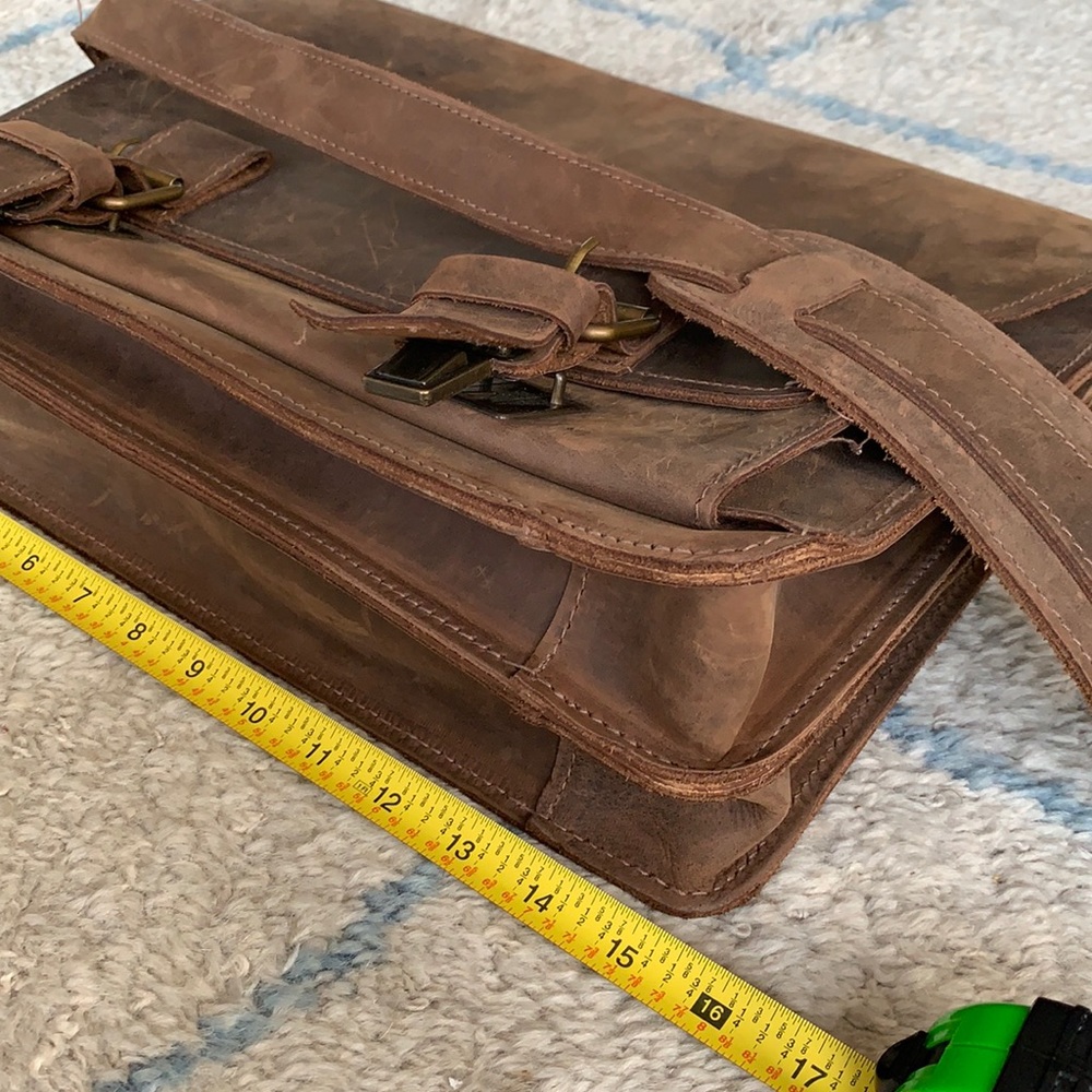 🦄 Brown leather courier shoulder bag - Picture 9 of 13